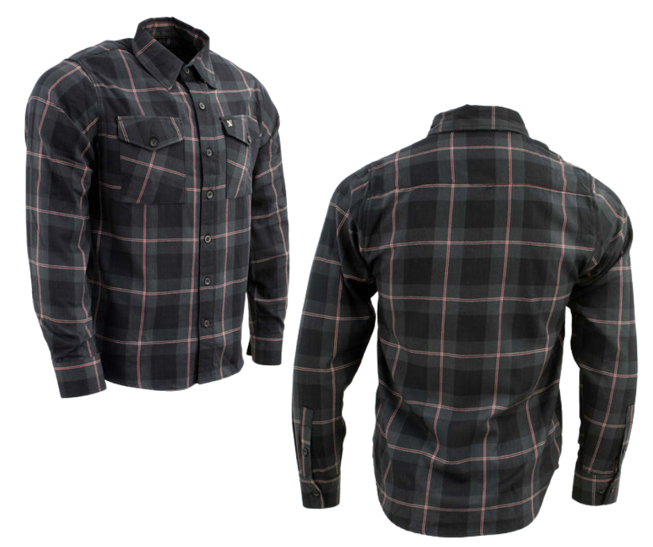 This 100% cotton Black/Gray/Red flannel shirt exudes classic style. It features a button down collar, two front flap pockets, and a vintage plaid pattern. Perfect for hiking, outdoor work, or riding horses or motorcycles. Never going out of style, and always available in our Smyrna, TN shop. Imported.  Details: Button down collars, Snaps, 2 Pockets, Yokes, Flannel Lining, 100% Cotton