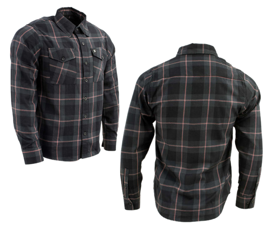 This 100% cotton Black/Gray/Red flannel shirt exudes classic style. It features a button down collar, two front flap pockets, and a vintage plaid pattern. Perfect for hiking, outdoor work, or riding horses or motorcycles. Never going out of style, and always available in our Smyrna, TN shop. Imported.  Details: Button down collars, Snaps, 2 Pockets, Yokes, Flannel Lining, 100% Cotton