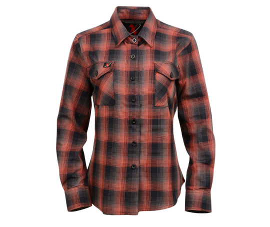 This 100% cotton Black/Rust plaid flannel shirt is classic style. It features a button down collar, two front flap pockets, and a vintage plaid pattern. Perfect for hiking, outdoor work, or riding horses or motorcycles. Never going out of style, and always available in our Smyrna, TN shop. Imported.

Details: Button down collars, Snaps, 2 Pockets, Yokes, Flannel Lining, 100% Cotton