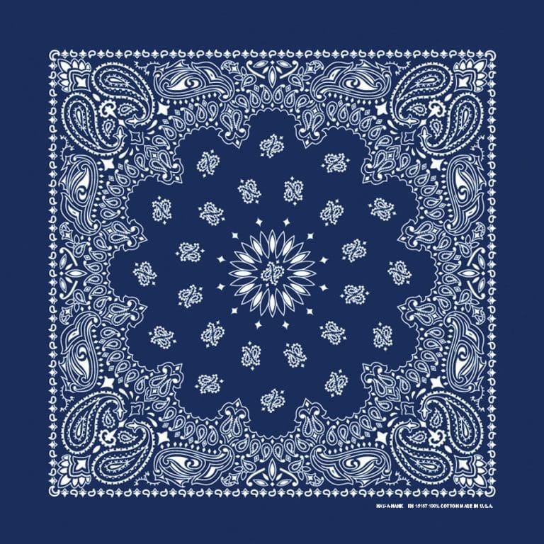 We stock traditional 100% Cotton for a soft and comfortable feel. Made in the USA and approx. 22" x 22", they feature a trademark Paisley design. Bandanas have been around for over 75 years and are still a staple in culture whether it's a farmer, MC, or a Rock star.