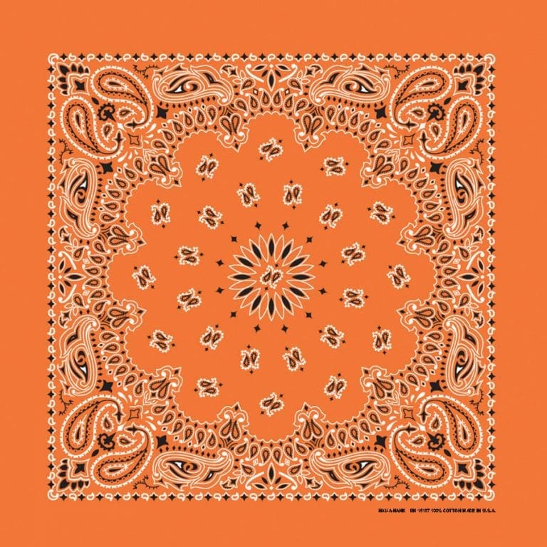 We stock traditional 100% Cotton for a soft and comfortable feel. Made in the USA and approx. 22" x 22", they feature a trademark Paisley design. Bandanas have been around for over 75 years and are still a staple in culture whether it's a farmer, MC, or a Rock star.