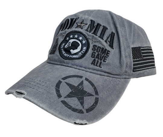 Join a proud legacy of freedom and brave sacrifice and show your support for the U.S. troops with a POW MIA hat, with the iconic American flag and famous slogan, "Some gave all". Make the 20-minute drive from Nashville to our Smyrna,TN shop and pick yours up today! 