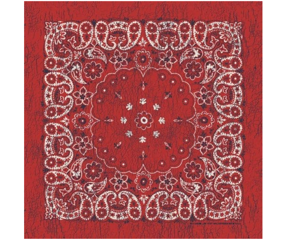 Rustic Paisleys are a updated look to the traditional bandana. Same pattern style just with a Distressed twist on the pattern. Imported (One Sided Print Only) in 22"x 22".&nbsp;Bandannas have been around for over 75 years and are still a staple in culture whether it's a farmer, a MC, or a Rock star.