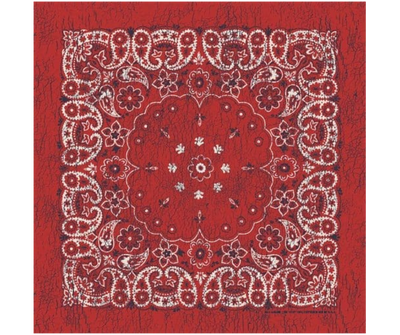Rustic Paisleys are a updated look to the traditional bandana. Same pattern style just with a Distressed twist on the pattern. Imported (One Sided Print Only) in 22"x 22".&nbsp;Bandannas have been around for over 75 years and are still a staple in culture whether it's a farmer, a MC, or a Rock star.