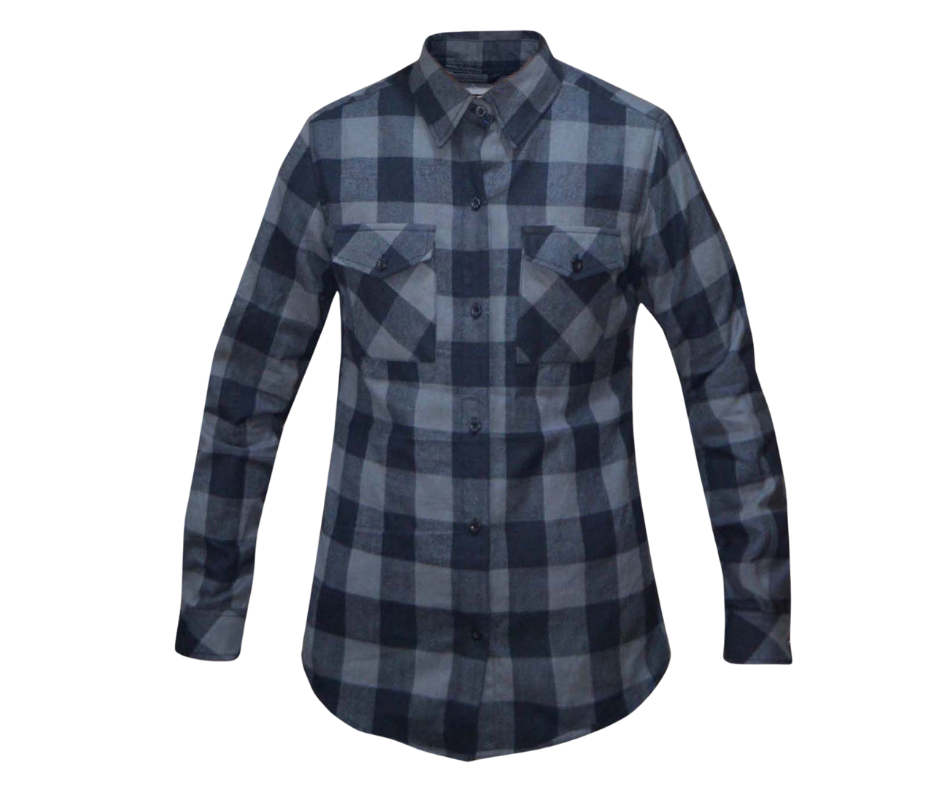 This 100% cotton Black and Gray flannel shirt exudes classic style. It features a button down collar, two front flap pockets, and a vintage plaid pattern. Perfect for hiking, outdoor work, or riding horses or motorcycles. Never going out of style, and always available in our Smyrna, TN shop. Imported.  Details: Button down collars, Snaps, 2 Pockets, Yokes, Flannel Lining, 100% Cotton