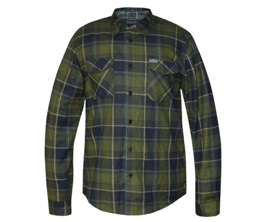 This 100% cotton Black and Green flannel shirt exudes classic style. It features a button down collar, two front flap pockets, and a vintage plaid pattern. Perfect for hiking, outdoor work, or riding horses or motorcycles. Never going out of style, and always available in our Smyrna, TN shop. Imported.  Details: Button down collars, Snaps, 2 Pockets, Yokes, Flannel Lining, 100% Cotton