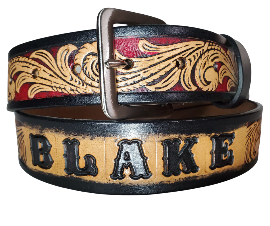 The DELUXE Rustler Name Leather Belt...4 Colors – Buckle and Hide ...