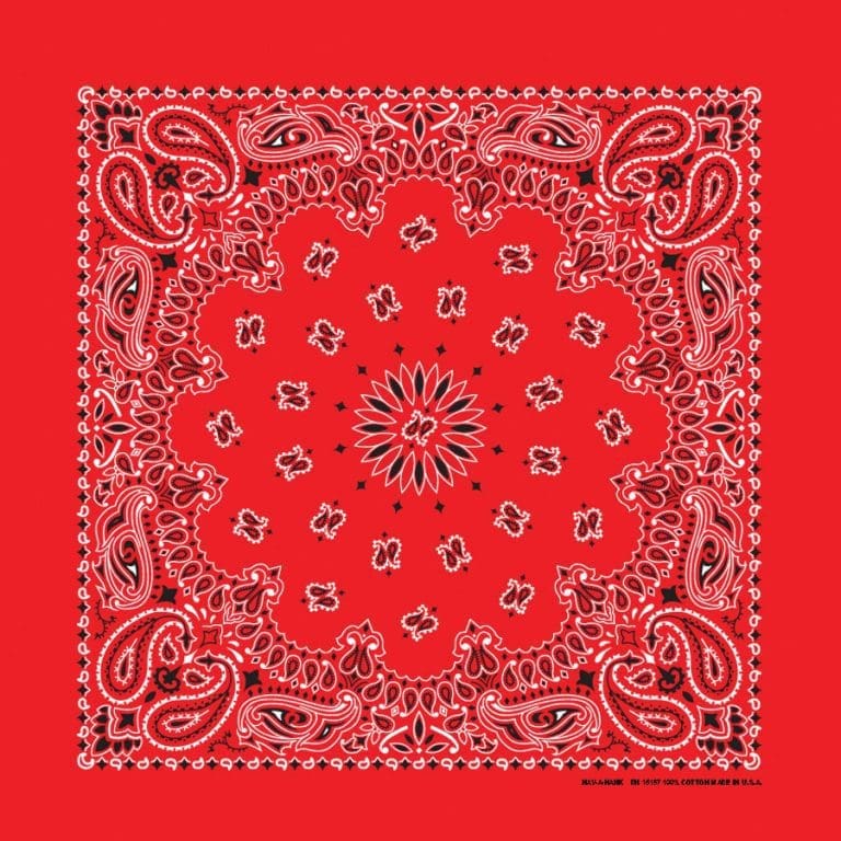 We stock traditional 100% Cotton for a soft and comfortable feel. Made in the USA and approx. 22" x 22", they feature a trademark Paisley design. Bandanas have been around for over 75 years and are still a staple in culture whether it's a farmer, MC, or a Rock star.