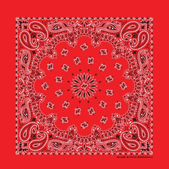 We stock traditional 100% Cotton for a soft and comfortable feel. Made in the USA and approx. 22" x 22", they feature a trademark Paisley design. Bandanas have been around for over 75 years and are still a staple in culture whether it's a farmer, MC, or a Rock star.