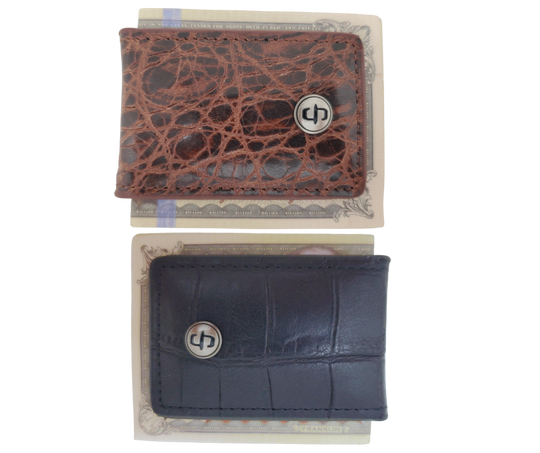 The combination of Style and Minimalist attitude. Stetson has done just that with this Croc Print (so good it's hard to tell the difference) Magnetic Money Clip. Choose classic Black or Cognac brown. See them at our local Smyrna, TN shop a short drive from Nashville.