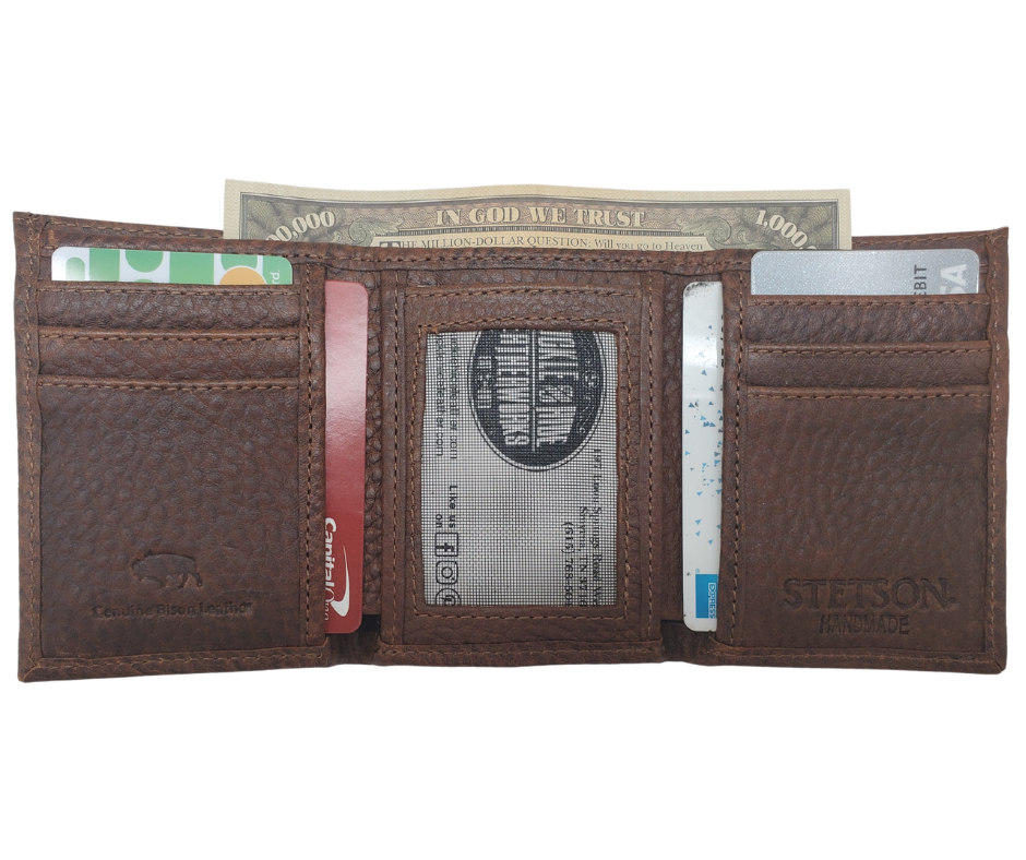 Stetson Bison Tri-Fold Wallet