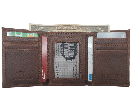 Stetson Bison Tri-Fold Wallet