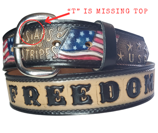 "The Stars and Stripes" NAME Leather Belt "Quick Ship"