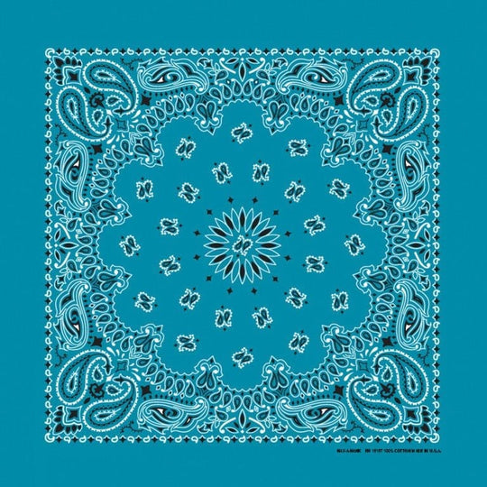 We stock traditional 100% Cotton for a soft and comfortable feel. Made in the USA and approx. 22" x 22", they feature a trademark Paisley design. Bandanas have been around for over 75 years and are still a staple in culture whether it's a farmer, MC, or a Rock star.