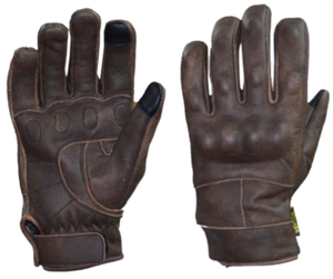 Made of Cowhide Men's Knuckle Armor Leather Riding Gloves. Kevlar Palms and lining, Finger Touch tech for easy phone use. Adjustable Strap, reinforced palm. Great for Motorcycle Rides on cooler days. They are available in our shop just outside Nashville in Smyrna, TN.
