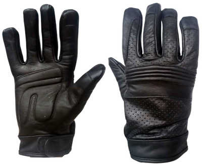 Made of Cowhide Men's Perforated Leather Riding Gloves Adjustable Strap, reinforced palm. Great for Motorcycle Rides on cooler days. They are available in our shop just outside Nashville in Smyrna, TN.