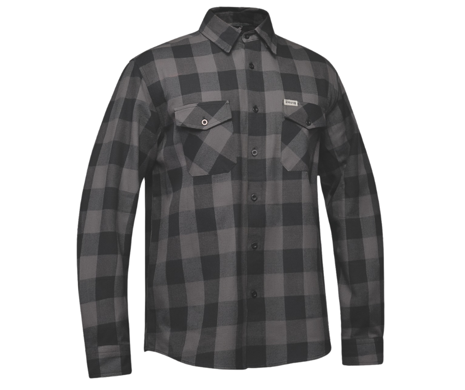 This 100% cotton Black and Grey flannel shirt exudes classic style. It features a button down collar, two front flap pockets, and a vintage plaid pattern. Perfect for hiking, outdoor work, or riding horses or motorcycles. Never going out of style, and always available in our Smyrna, TN shop. Imported.

Details: Button down collars, Snaps, 2 Pockets, Yokes, Flannel Lining, 100% Cotton