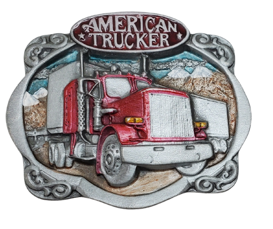 Show your appreciation for the American Trucker with this pewter belt buckle, perfect for 1 1/2" belts. Measuring 3" wide and 2-1/2" tall, it's available in our shop located just outside of Nashville in Smyrna, TN.