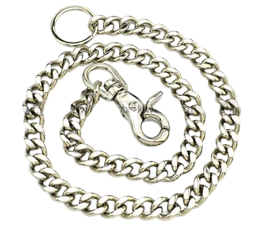 Your wallet chain says something about who you are. This one Stainless Steel Chain is Simple but Sturdy and will keep your wallet where it needs to be. The sturdy scissor clip attaches to your jeans and the split ring attaches to your wallet. Stainless Steel will not chip or peel like like normal chains and will hold up for many years.&nbsp; Ride down and get yours in our shop just outside Nashville in Smyrna, TN.  26" Total Length