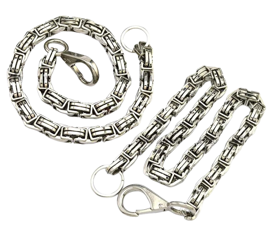 This MEGA Stainless Steel Wallet Chain says something about your personality, it means you go all in! You don't settle for less on anything. NO Posers allowed on your watch so you need Sturdy Stainless Steel Hook and ring holds up under the the stress you put on it daily. This won't chip or peel off, or look like cheap pot metal in a few weeks of what you put it through.&nbsp;&nbsp;Get it right here online or in our shop just outside Nashville in Smyrna, TN.  26" Length, Approx. 1/2" square dia.