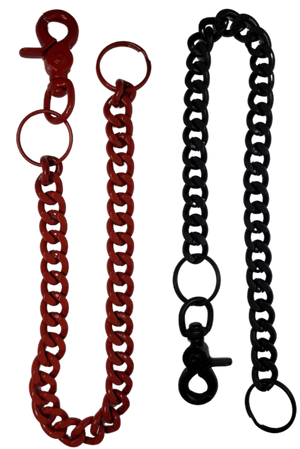 Your wallet chain can now match your Bike, Club Colors, or simply because you like Red or Black. The sturdy keychain on one end attaches to your wallet, while the claw clasp on the other end attaches to YOU! The Powder Coating has great resistance to peeling or turning color. Available right here online or in our shop just outside Nashville in Smyrna, TN.