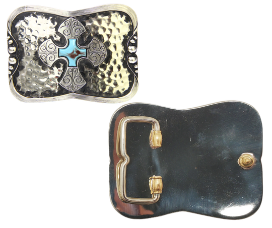 The Chief Arrow buckle is made from German Silver(nickel and brass alloy)or iron metal base. These buckles have motifs made of copper, iron or brass and some are adorned with synthetic stones. In order to give you the quality and long lasting final product. Available at our Smyrna, TN shop just outside of Nashville.