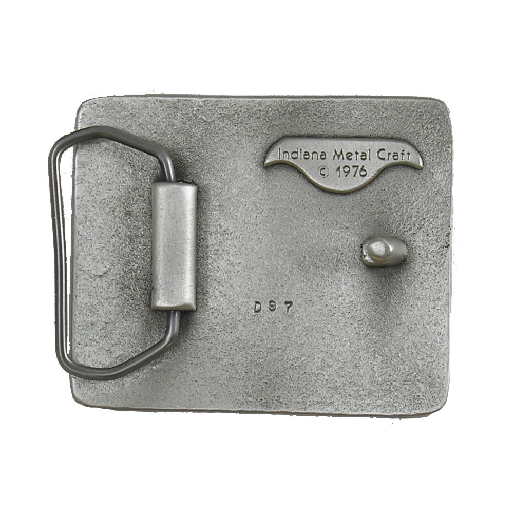 Rectangle shaped antique silver colored belt buckle with wild moose image.  Available online and at our shop just outside Nashville in Smyrna, TN.   MOOSE BELT BUCKLE FOR EITHER 1.5" or 1.75" belts.  BUCKLE SIZE 2.75" x 2.5". Cast unleaded pewter buckle newly manufactured using 1970's-1980's molds. PACKAGED IN GIFT BOX. A unique gift for sportsmen. 100% AMERICAN PROUDLY MADE IN USA