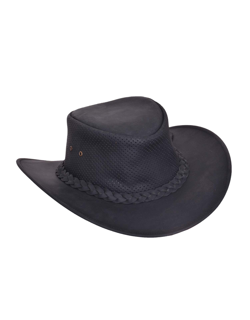 Get your Aussie on with our Stockburn Leather Outback style hat with a Perforated Top and sides great for summer wearing. Most people love these because of their low crown and smaller brim. Get'em at our Smyrna, TN store a short jaunt from downtown Nashville.&nbsp;Imported