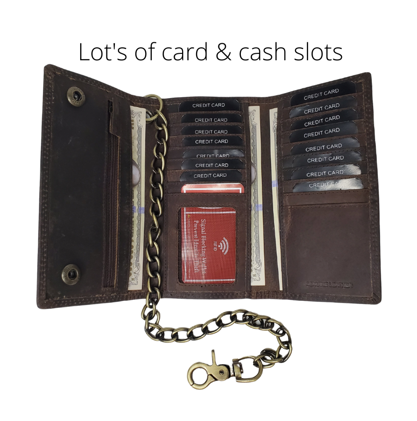 "The V-twin" EXTRA Long RFID Trifold Chain Wallet