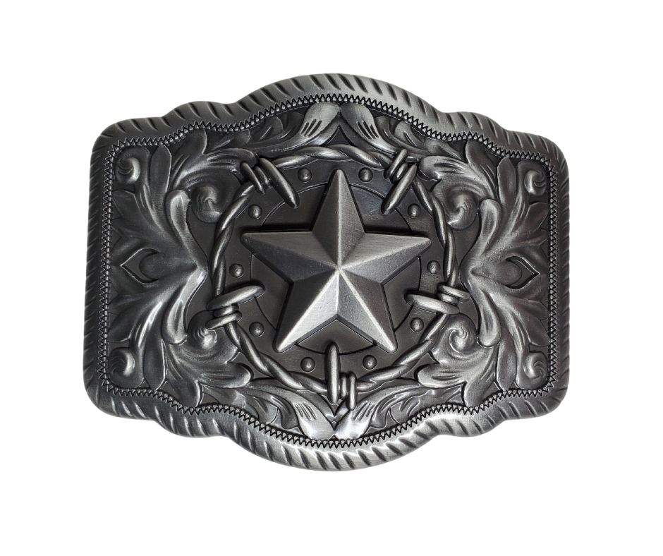 The Barbwire and Star Belt Buckle – Buckle and Hide Leather LLC