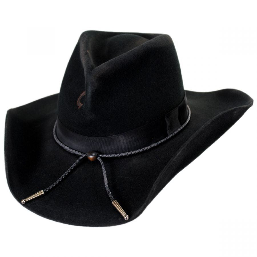 The Charlie 1 Horse Hat Company makes western fashion hats that allow you to express you personality through your hat.  Take yourself back to Tombstone, Deadwood or Dodge with the classic pinched crown accented with a ribbon style hat band with a bolo cord. The wool blend felt 3 1/2" brim is shaped with a great rounded look, but it can be re-shaped with a little bit of steam. Available for purchase at our retail shop in Smyrna, TN, just outside of Nashville.