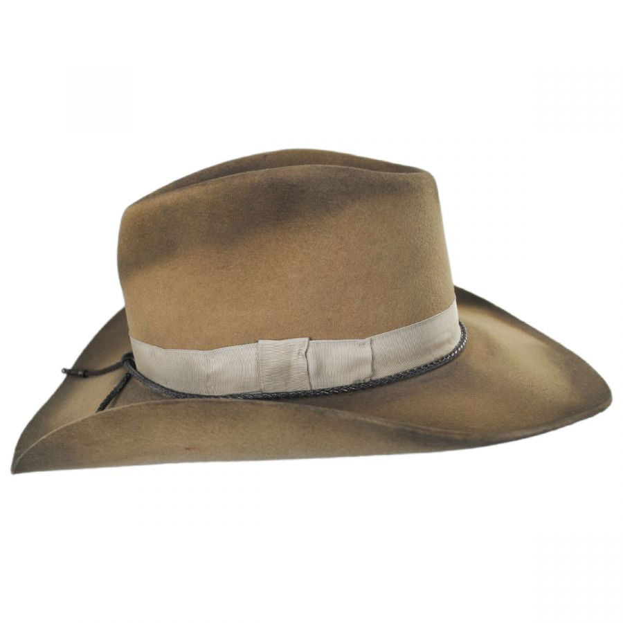 The Charlie 1 Horse Hat Company makes western fashion hats that allow you to express you personality through your hat.  Take yourself back to Tombstone, Deadwood or Dodge with the classic pinched crown accented with a ribbon style hat band with a bolo cord. The wool blend felt 3 1/2" brim is shaped with a great rounded look, but it can be re-shaped with a little bit of steam. Available for purchase at our retail shop in Smyrna, TN, just outside of Nashville.