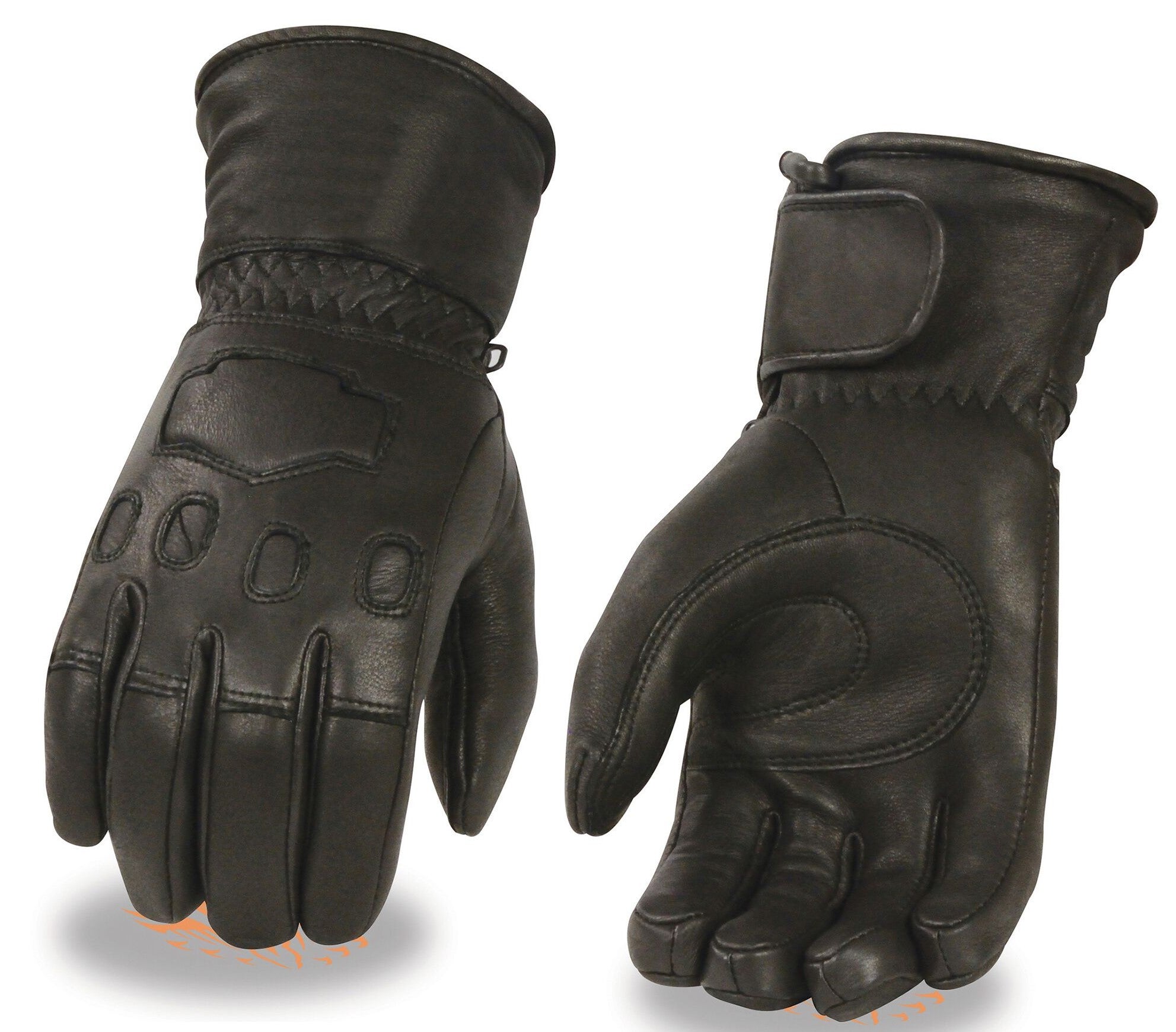 Premium Gauntlet Cowhide Leather with&nbsp;Thermal Lining,&nbsp;Zippered Wrist Closure. With Gauntlets you are able to have your jacket sleeves up into glove to keep cold air&nbsp; from going up your sleeves. Unisex sizing&nbsp; XS - 3X.&nbsp;Available in our shop in Smyrna, TN, just outside of Nashville.