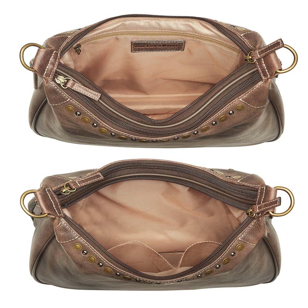 Carry Conceal Leather RFID Hobo Purse. Distressed Vintage Tanned Full Grain Buffalo Leather. Rich distressed patina comes with use &amp; age, Wonderfully soft from oils infused in tanning process Easily handles tuff daily use! Get yours at our Smyrna, TN store not far from Murfreesboro, Tn.