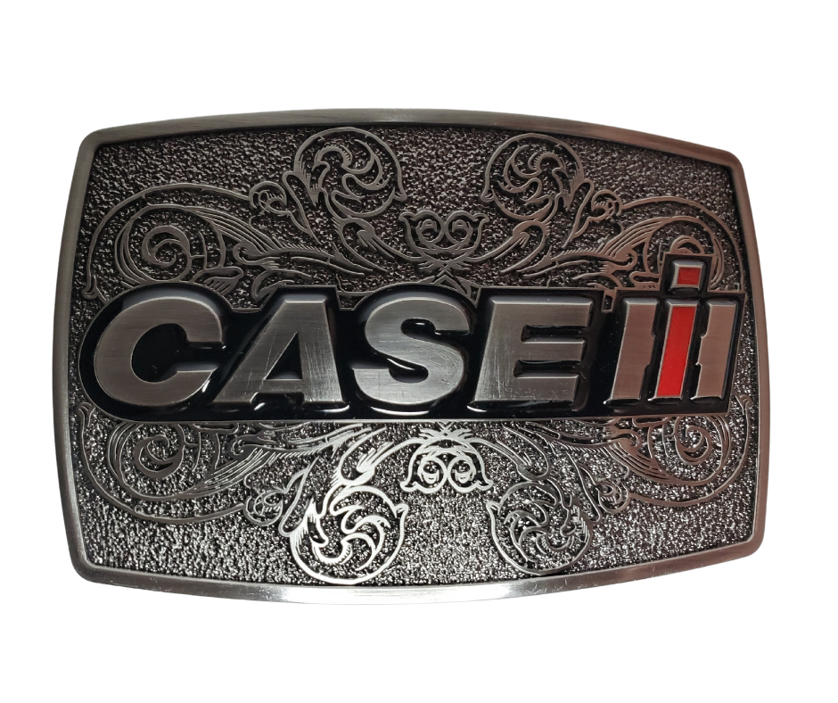 Curved Rectangle Shape Licensed International Harvester Buckle Fits 1 1/2 inch wide belts Approx. size 2 3/4"H x 3 3/4"W Available online or in our shop just outside Nashville in Smyrna, TN.