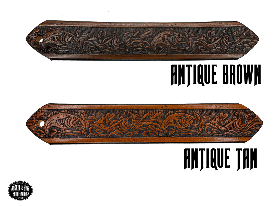 Full grain American vegetable tanned cowhide approx. 1/8"thick. Width 1 1/2" and includes Antique Nickle plated Solid Brass buckle Hand Finished in 3 color options Smooth burnished painted edges