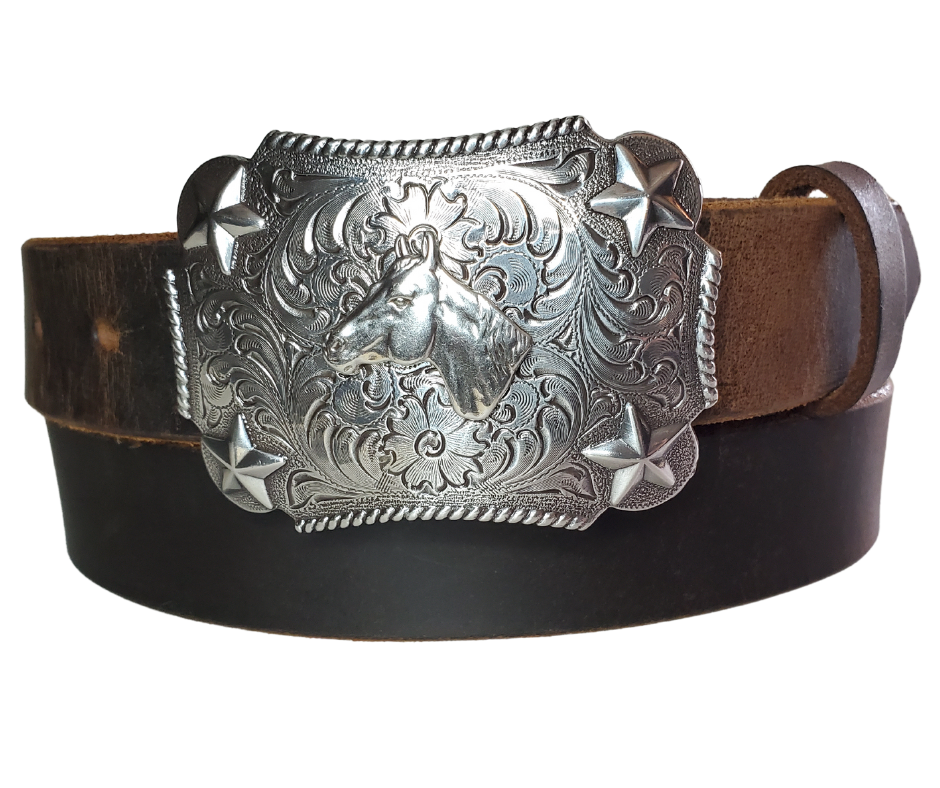 "Lil Longhorn" KIDS/CHILDRENS  Leather Belt/Buckle Combo