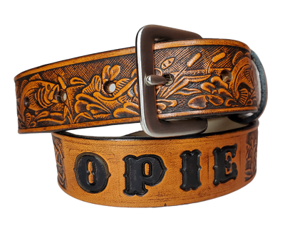 CARRIESU Personalized Custom Name Leather Belt, Customize Text