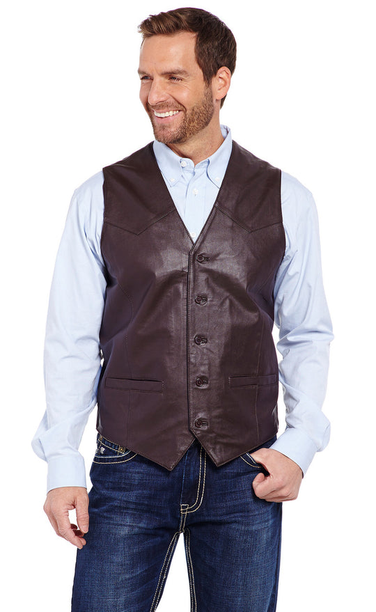 Men's Lamb Western Dark Brown Vest CLOSEOUT