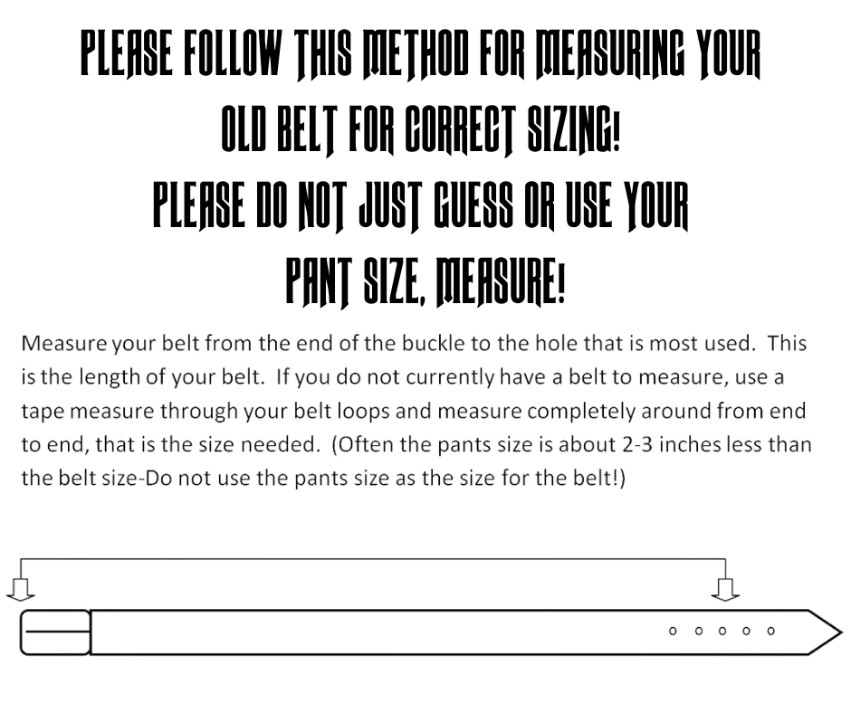 Instructions on how to measure your belt for correct sizing and fit