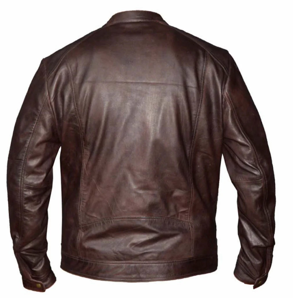 The Oliver Lightweight Brown Jacket is perfect for both the office worker and the laid-back individual. Made with lightweight chocolate brown lamb leather, it features a scooter style collar and covered zippers. The gun metal hardware and two lower pockets add to its charm. Ideal for cooler days in fall and winter, it is available at our Smyrna, TN location, just a short drive from Nashville. Sizes range from S to 5XL.