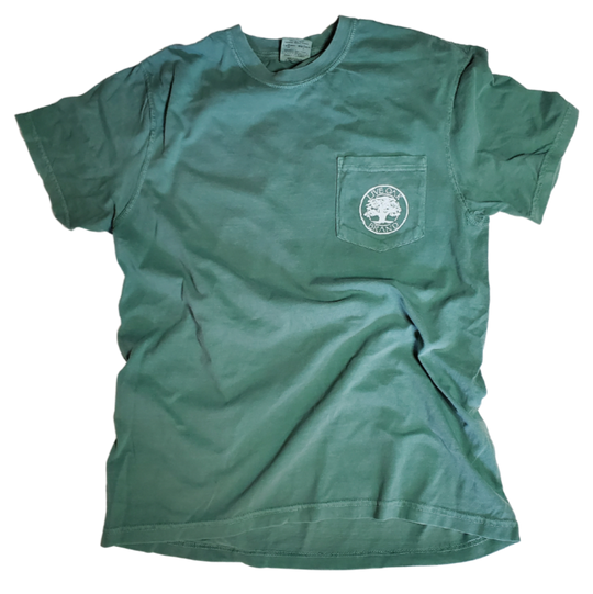 This soft tee is a Comfort Colors front-pocket tee! 100% ring spun cotton, Soft washed garment dyed fabric. Made of 100% pre-shrunk cotton that runs true to size, this premium T-shirt can be machine washed and tumbled dry medium. If you don’t want to ruin the design, do not iron it! Available online and in our retail shop in Smyrna, TN.