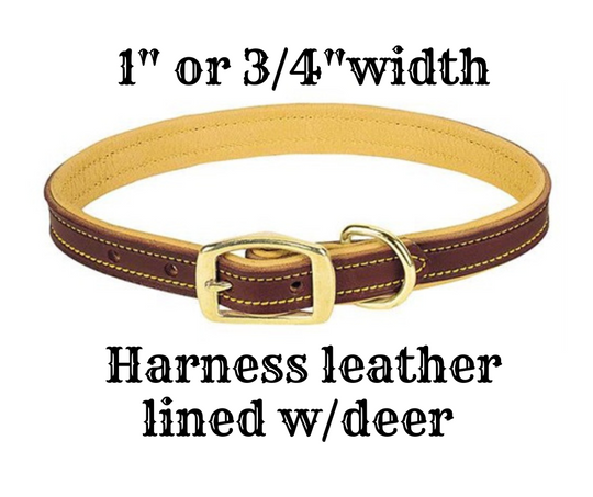 Harness/Deer Lined Leather Dog Collar