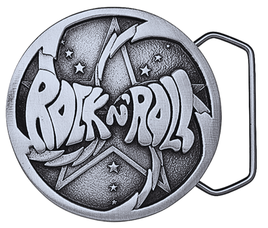 Rock and Roll Belt Buckle Pewter